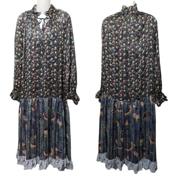 NWT CODE x MODE Floral Prairie Drop Waist Modest Maxi Dress L - Picture 11 of 11